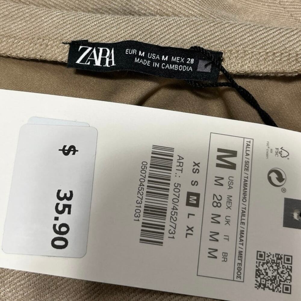 NEW Zara Beige Nude Faux Leather Suede Short Sleeve Mini Tee T-Shirt Dress M - Picture 7 of 8